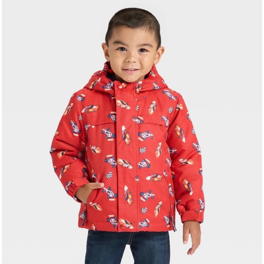 Cat & Jack Toddler Boys Red Race Car 3-in-1 All-Weather Jacket 18M NWT